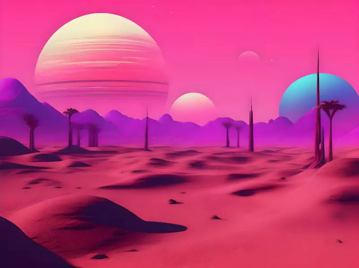 alien vaporwave landscape